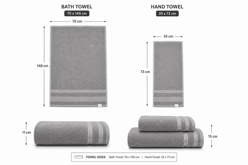 DIPO Grey Luxury Cotton Towels Set