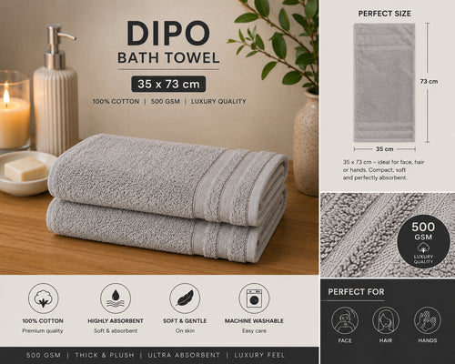 DIPO Grey Luxury Cotton Towel 35cm - 73cm